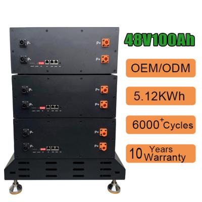 China OEM 51.2V 48V 50ah 100ah 200ah solar battery pack lifepo4 battery pack lifepo4 solar battery pack 48v household power UPS household system lithium for sale