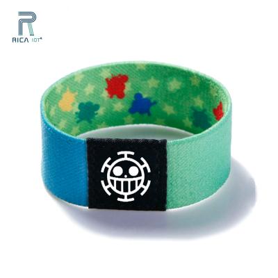 China Waterproof/Waterproof Custom Size and Logo Stretch Woven RFID Wristband NFC Wristband for Festival Events for sale