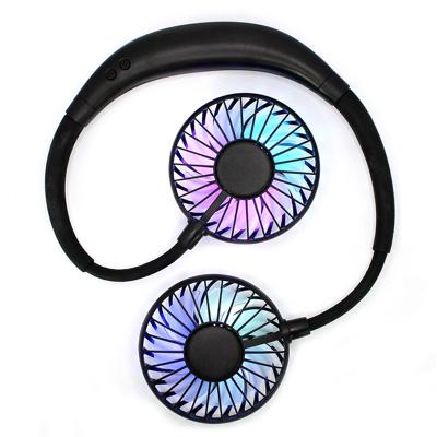 China Hot Selling Hands-Free Hanging Mini Air Cooler Summer Portable Aromatherapy Neck Band Dual USB Rechargeable Fan for sale