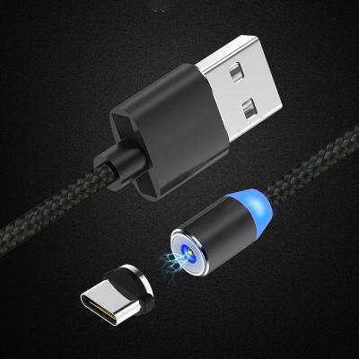 China New 360 Degree Type USB Light Cable 2019 Fast Led Charging Nylon Data USB Magnetic Cable USB C Cable For iPhone for sale