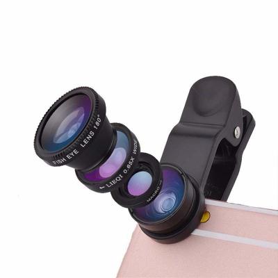 China Convenient Hot Selling 3 in 1 Macro Fisheye Lens Smartphone Mobile Phone Lens Wide Angle Fish Eye for Phone Camera Lens for sale