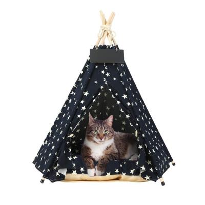 China Breathable Folding Indoor Dogs House Outdoor Portable Pet Teepee Tents Dog and Cat Cute Puppy House with Cushion Bed for sale