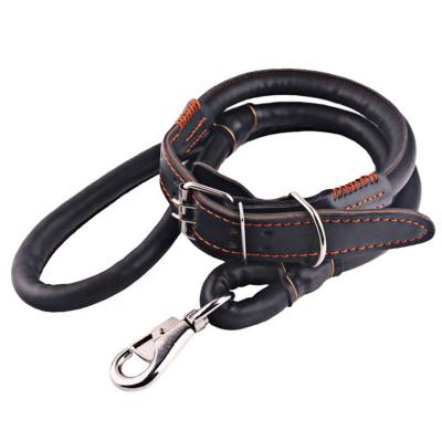 China DETACHED Non-Slip Leather Dog Leads Rope Chains Puppy, Large Medium Dogs, Exercising Pope Braided Soft Leather Dog Collar Leash for sale