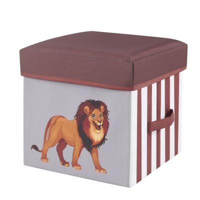 China Cartoon Viable Storage Foldable Seat Box Toy Cloth Book Organizer Box For Kids Animal Model Storage Seat Box for sale