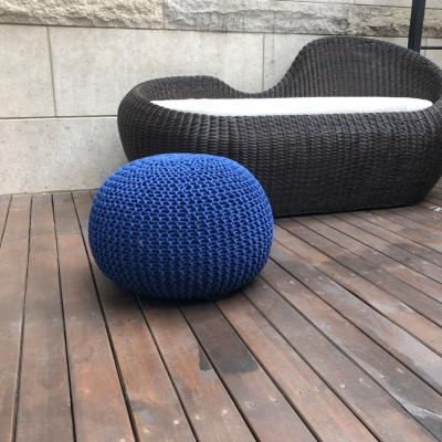 China Removable Blanket Cotton Craft Hand Knitted Style Pouf , Comfortable Floor Ottoman Furniture Set for sale