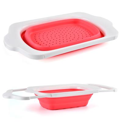 China Hot Selling Unique Design Silicone/pp Europe Silicone Folding Sieve With Extendable Handle Folding Colander for sale