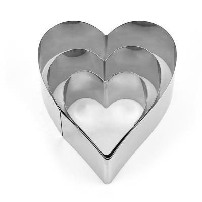 China Sustainable Valentine's Day Heart Shape Cookie Cutter Set Of 3 Pudding Mold Cookie Cutter for sale