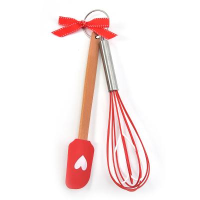 China High quality exclusive valentines viable design spatula and beater set valentines day silicone baking set for sale