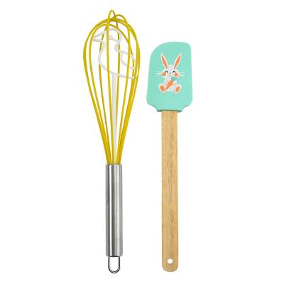 China Hot Selling Silicone Easter Spatula and Beater Set 2 Piece Unique Design Viable Easter Baking Sets for sale