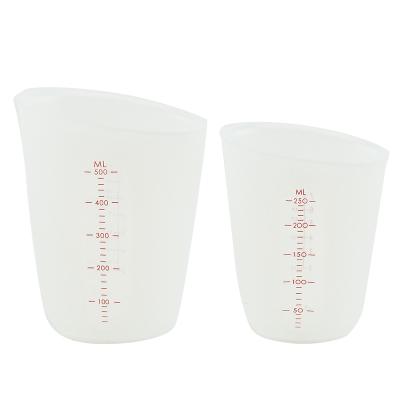 China Best Selling Viable High Quality Squeeze And Pour Silicone Measuring Cup Set 250ml 500ml for sale