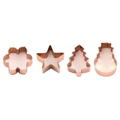 China Sustainable Christmas Food Grade Stainless Steel Christmas Copper Cookie Cutter Set for sale