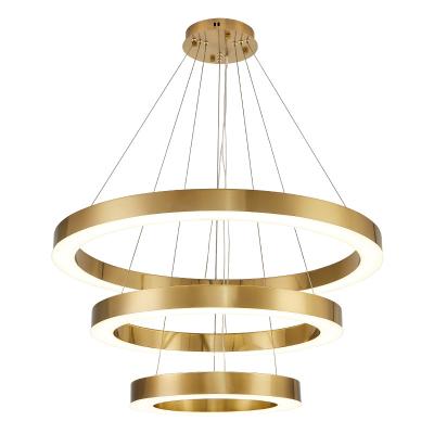 China Modern Circle Ring Chandeliers Hanging Crystal Lamps High Light Efficiency Ceiling Mount Dimmable Light Fixture for sale