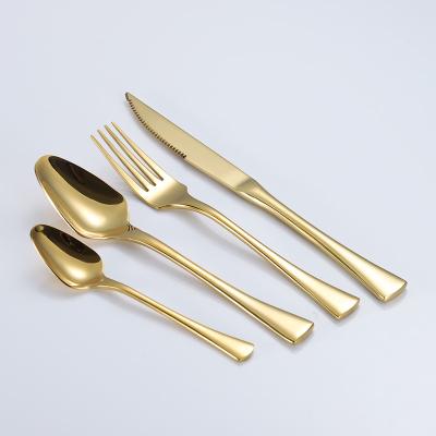 China Disposable High Quality Golden Stainless Steel Flatware , Portable Silver Cutlery Set for sale