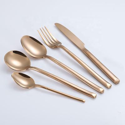 China Rose Gold Restaurant Stainless Steel Spoon Fork Disposable Flatware Sets , Inox Cutlery for sale