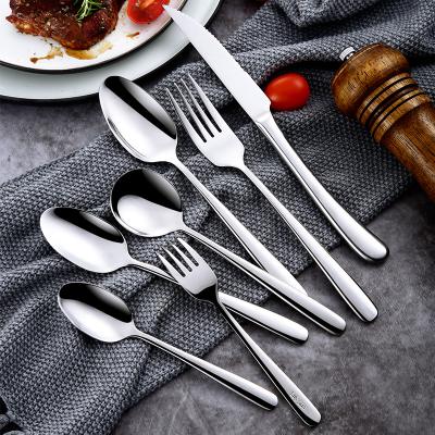 China Sustainable 18-10 stainless steel cutlery set with smooth handle, 4 mm thickening, high-grade cutlery, many features for sale