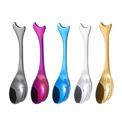 China Sustainable 304 Stainless Steel Whales Food Grade Mini Titanium Spoon Dessert Ice Cream Teaspoon for sale