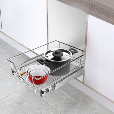 China Minimalist Multifunctional Pull Out Drawer Baskets Wire Storage Drawers Kitchen Basket for sale