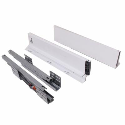 China Modern Tandem White Slim Metal Double Soft Narrow Drawer Box Wall Metal Box In Cabinet Drawer Channel for sale