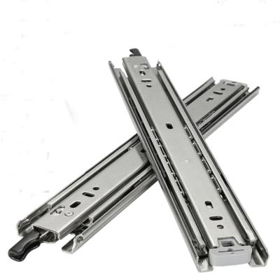 China Modern 76mm Pull Out Rail Ball Bearing Drawer Slides With Lock Tray Heavy Duty Telescopic Track 200kg Loading for sale