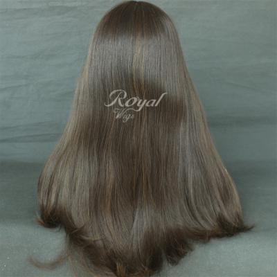 China Kosher wigs long cuticle hair color high virgin jewish wig light brown brazilian good quality very smooth natural straight sheitel for sale