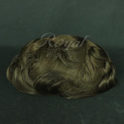 China Interesting PU Natural Hair And Real Human Hair Wig Natural Looking Knot Stock Hairpiece for sale