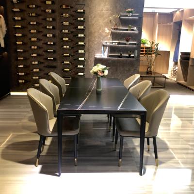 China Customizable Luxury Italy Design Removable Aluminum Table Legs Sintered Stone Dining Table for sale