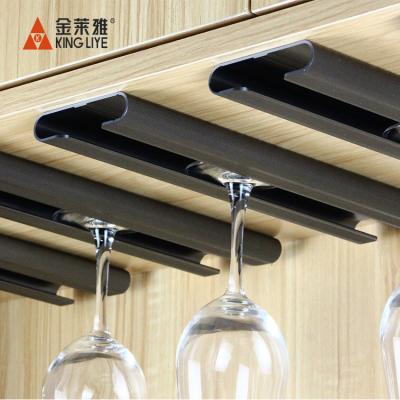 China Removable Stored Under Cabinet Metal Cup Holder Ceiling Wine Glass Rack Hanging Glass Rack for sale