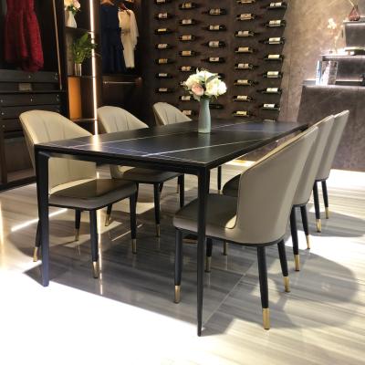 China Customized Modern Furniture Dining Table Removable Multiple Sizes Available Luxury Chipboard Stone Marble Dining Table for sale