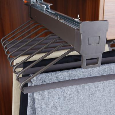 China Multifunctional Sliding Trouser Rack (The Other) Adjustable Upper Single Row Wardrobe Rack for sale