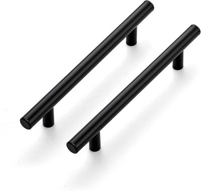 China Wholesale Modern Matte Black Kitchen Cabinet Stainless T Bar Handles Brushed Nickel Silver Gold Furniture Drawer Wardrobe Pulls for sale