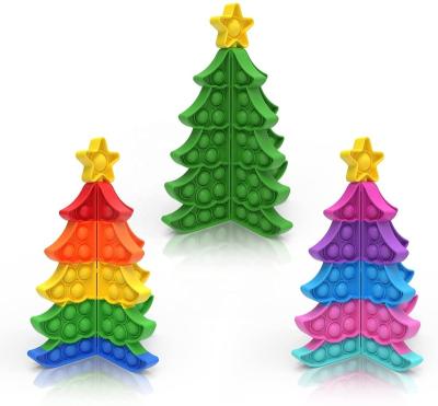 China 2022 Puzzle Toy 3D Mini Christmas Tree Pop Toys Ornaments Educational Sensory Push Bubble Decorations iSqueeze For Kids Gifts for sale