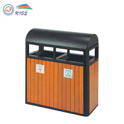 China Sustainable Outdoor Wpc+iron Recycle Trash Can Waste Bin Container for sale