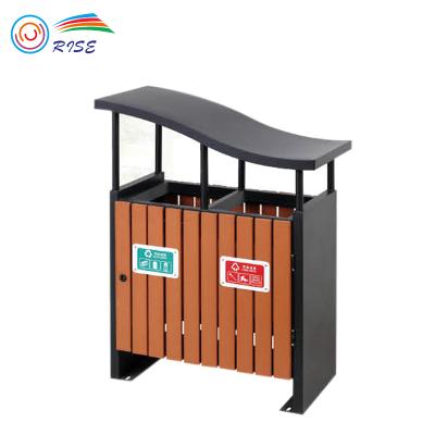 China Sustainable Outdoor Round Rubbish Bin Waste Bin Waste Wpc+iron Waste Bin Recycle Bin for sale