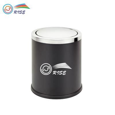 China Sustainable Round Stainless Steel 201 Swing Trash Can Indoor Hotel Room Garbage Bin for sale