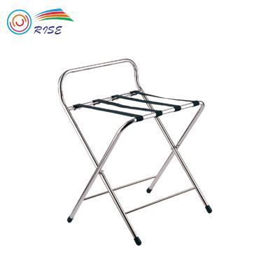 China 201 Stainless Steel With Mirror Finish Hotel Supplies Metal Stainless Steel Bedroom Luggage Rack Folding Rack Stand for sale