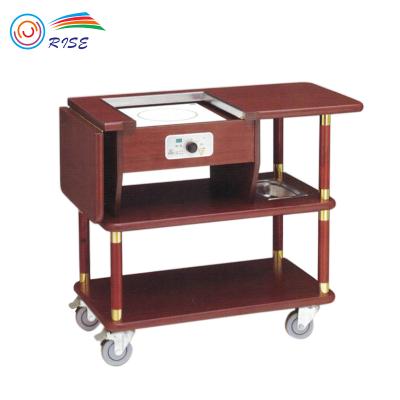 China Modern Hotel Restaurant Mobile Food Cart Hotel Cooking Flambe Trolley Cart for sale