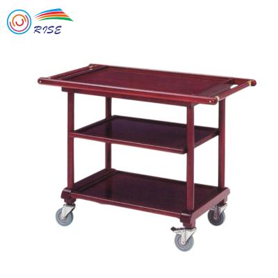 China Modern Commercial Hotel Furniture Solid Wood Finish Dessert Liquor Storage Service Trolley for sale