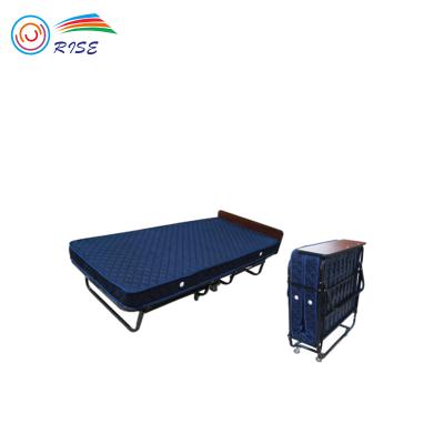 China Hotel Modern Luxury Soft Metal Mattress Single Folding Extra Bed With Wheels for sale