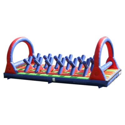 China Outdoor Entertainment Fun Large Team Building Games Outdoor Bouncer 0.9mm PVC Tarpaulin Inflatable Obstacle Course for sale