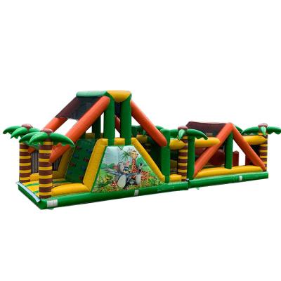 China Outdoor Entertainment Modular Obstacle Course Jungle 13.5m 0.6mm PVC Tarpaulin Custom Inflatable Obstacle Course for sale