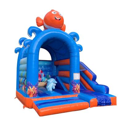 China Outdoor Entertainment Multifun Mini Sea World Marine Life Blue Small 3*3m Custom Inflatable Bouncer Castle For Kids for sale