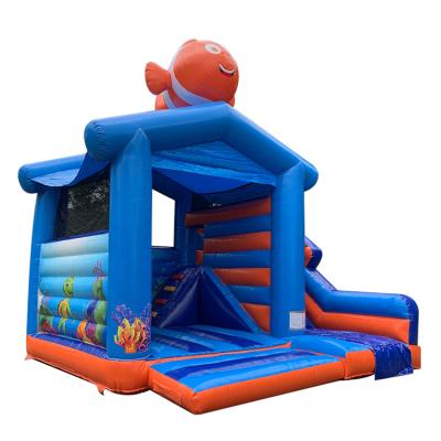 China Outdoor Entertainment Commercial Jumping House 0.45mm PVC Tarpaulin Marine Life Blue Inflatable Bouncer Castle For Kids for sale