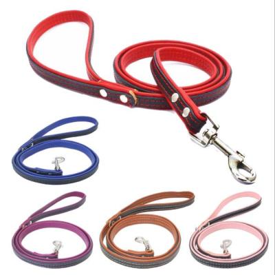 China Dropshipping Sustainable Soft Touch Double Colors Handmade Rope Dog Leash Luxury Leather for sale