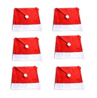 China COTTON Dining Party Christmas Table Back Decoration Santa Hat Christmas Chair Cover for sale