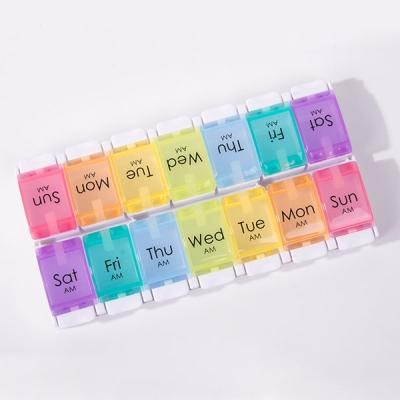 China Promotion Gift Hotselling Portable Travel AM P.M. Pill Box Detachable Plastic Case 7 Days for sale