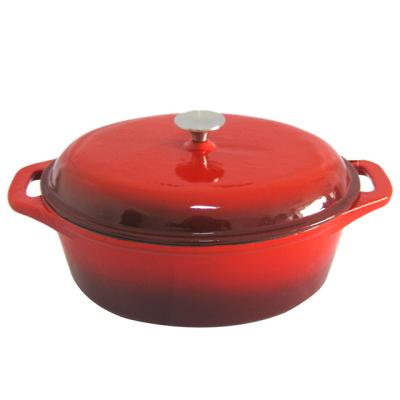 China Large Sustainable Cookware Cast Iron Oval Enamel Cooking Pot Dutch Oven for sale