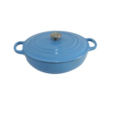 China Round Flattened Cast Iron Viable Oven Cast Iron Cookware OEM Dutch Enamel Dia 30cm for sale