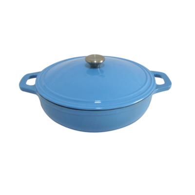 China OEM Sustainable Pole Flattened Cast Iron Dutch Oven Factory Diameter 30cm With Cover Manufacturer In China for sale