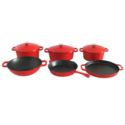 China Viable Wholesale High Quality Home Kitchen Nonstick Enameled Cast Iron Cookware Sets for sale