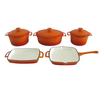 China Viable Factory Direct Cookwin Orange Enamel 5PCS Cast Iron Cookware Set Manufacturer in China for sale